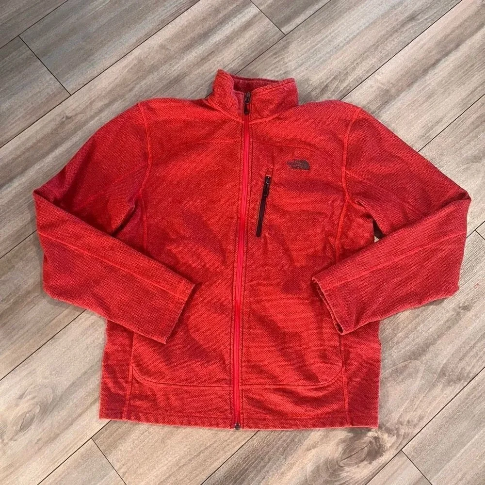 The North Face Mens Red  Full Zip Fleece Jacket Medium M